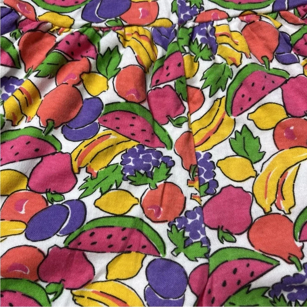 Vintage 90s Toddler Girls Fruit Print Multicolored Romper